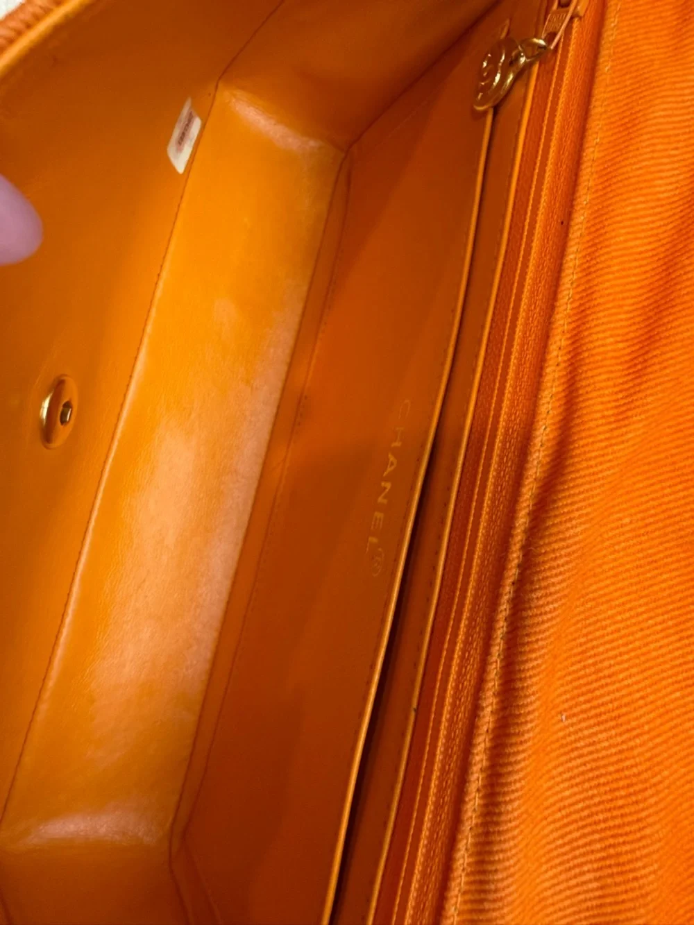 CHANEL Vintage Orange Denim Timeless Classic Medium Flap with 24K Gold Hardware - Picture 10 of 12